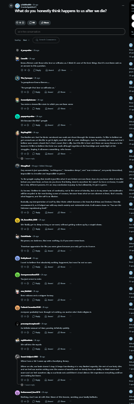 Public Reddit discussion asking what happens after death