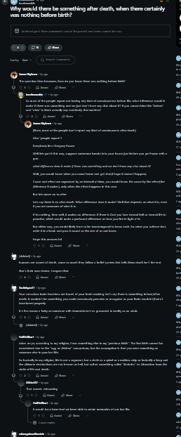 Public Reddit discussion comparing death with existence before birth